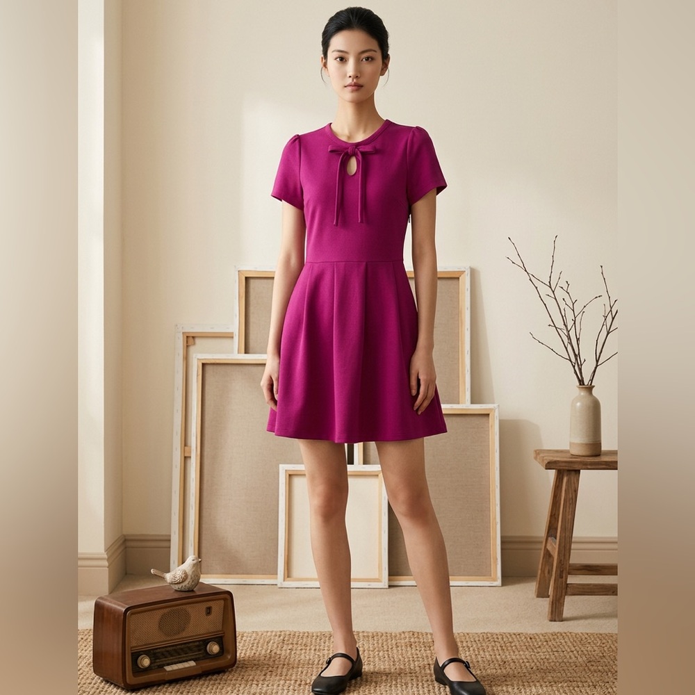 Topshop Magenta Mini Skater Dress